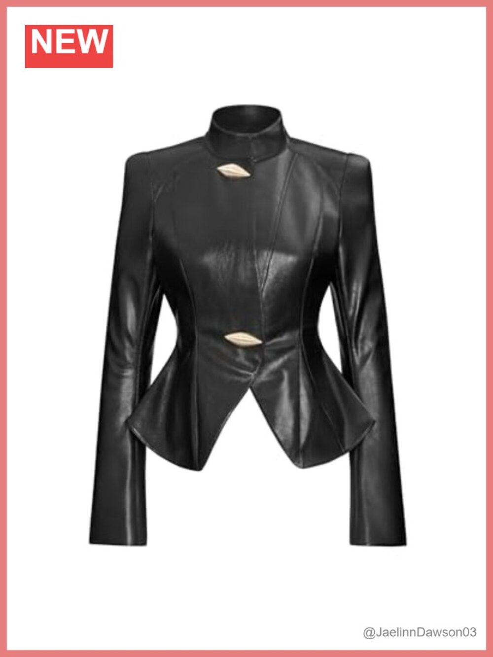 Autumn Metallic Conch PU Jacket | Button Closure Blazer